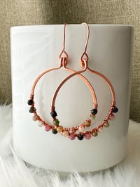 Image 3 of Rainbow Tourmaline (Copper) Hoop Earrings