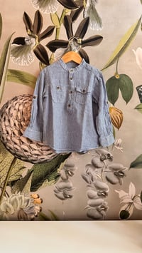 Image 1 of Leinenhemd, Blauweiss gestreift, Groesse 110