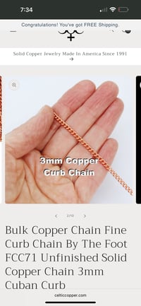 Image 1 of Copper Chain 20inch 3mm