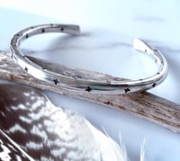 Image 1 of Super chunky silver star cuff bracelet. Sterling silver heavy celestial bracelet. 