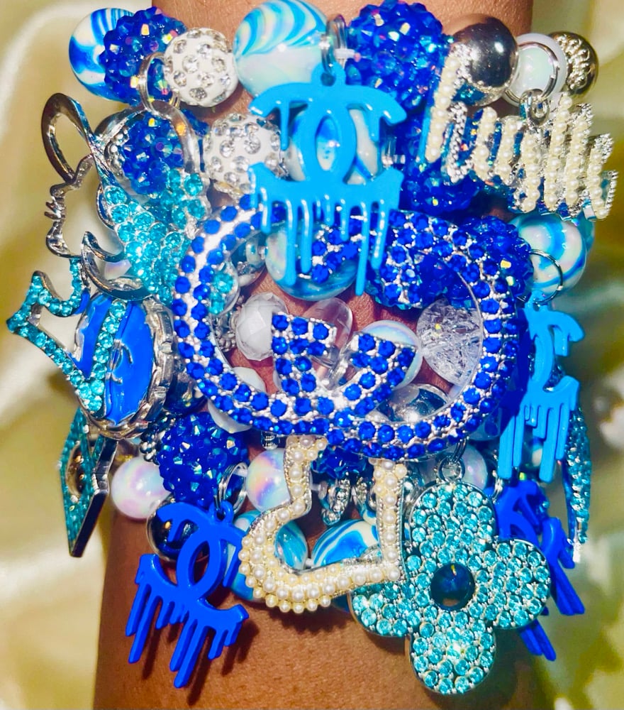 Image of Blue Bling Stacked Bracelet's 