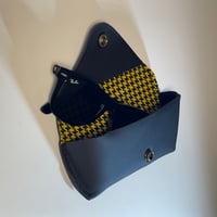 Image 1 of Sunglasses / Glasses Custom Case Recaro style leather with black/yellow houndstooth pattern. 