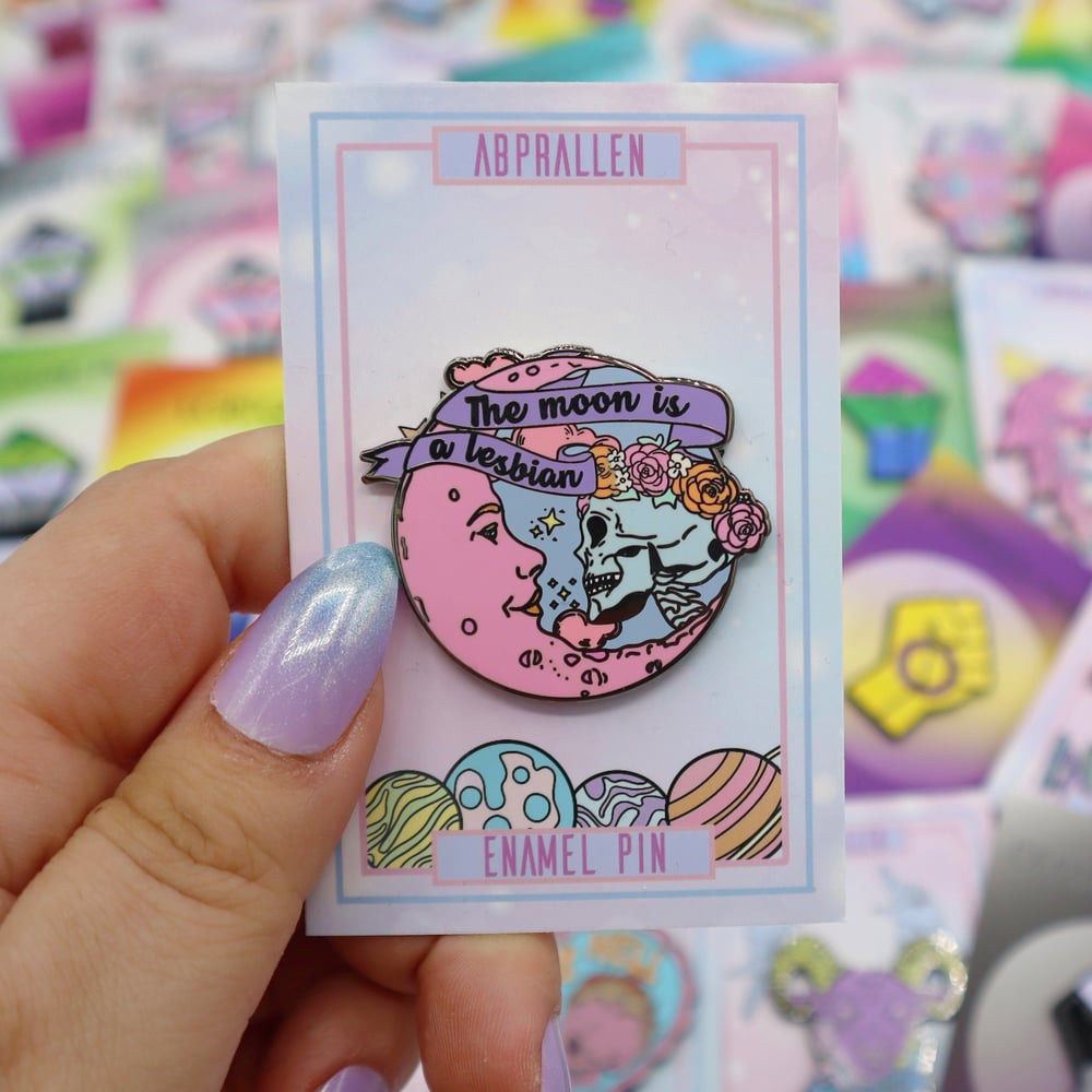 Image of The Moon Is A Lesbian Enamel Pin