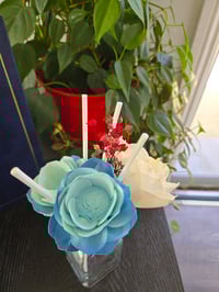 Image 2 of  Roped White Rose and Blue Poppy