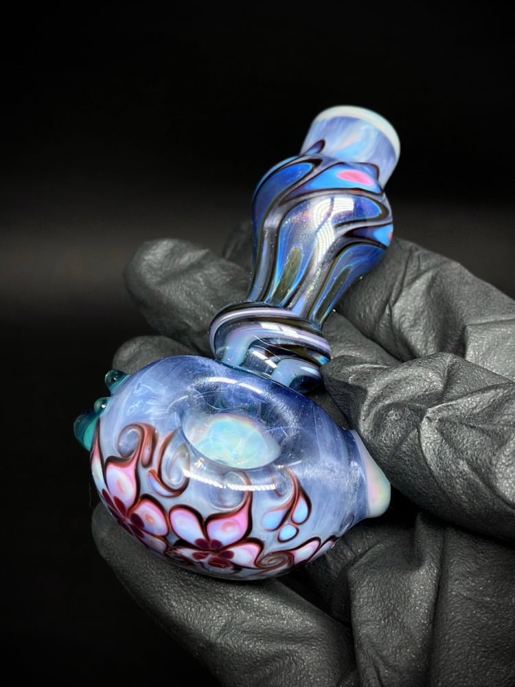 Blue Satin Floral Image 4