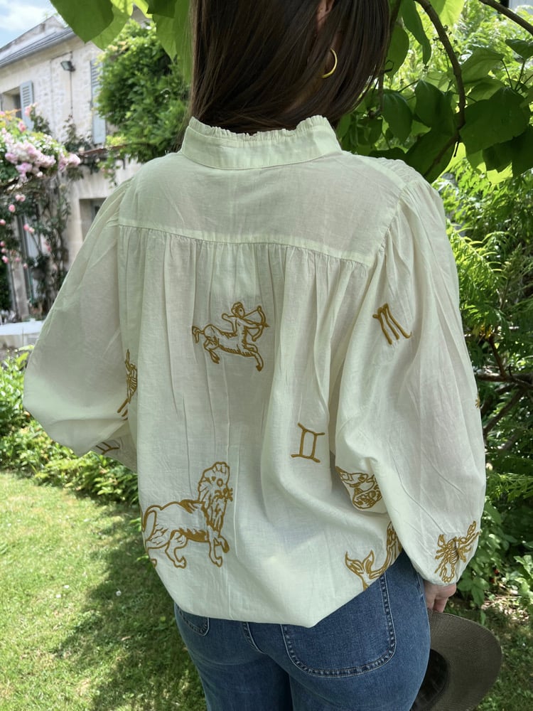 Image of Blouse Bohème "ZODIAQUE" Crème / Brodé T.U.