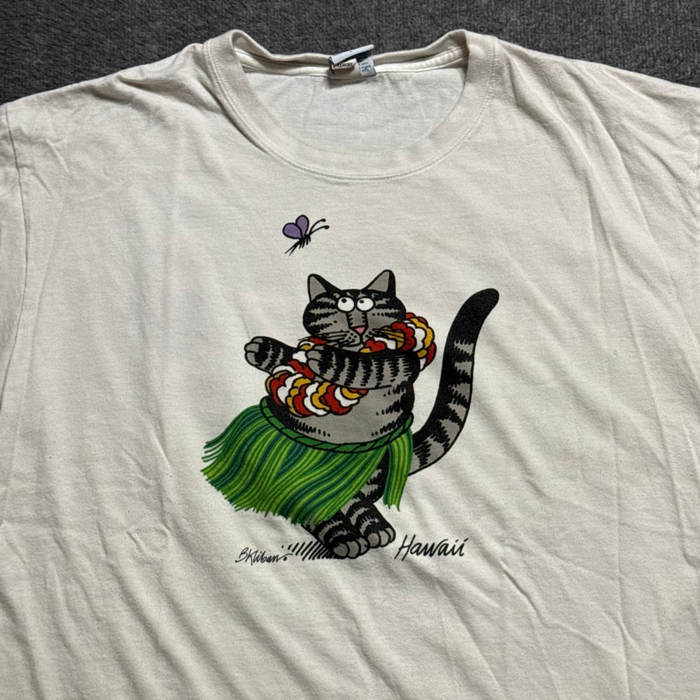 Image of 1990s B Kilban Cat Hawaii Graphic Tee (L)