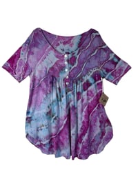 Image 2 of L Luxe Knit Babydoll Top in Raspberry Geode Ice Dye
