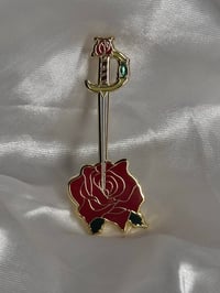 Image 1 of Revolutionary Girl Utena Inspired Sword And Rose Deluxe Hard Enamel Pin - 2.5 Inch