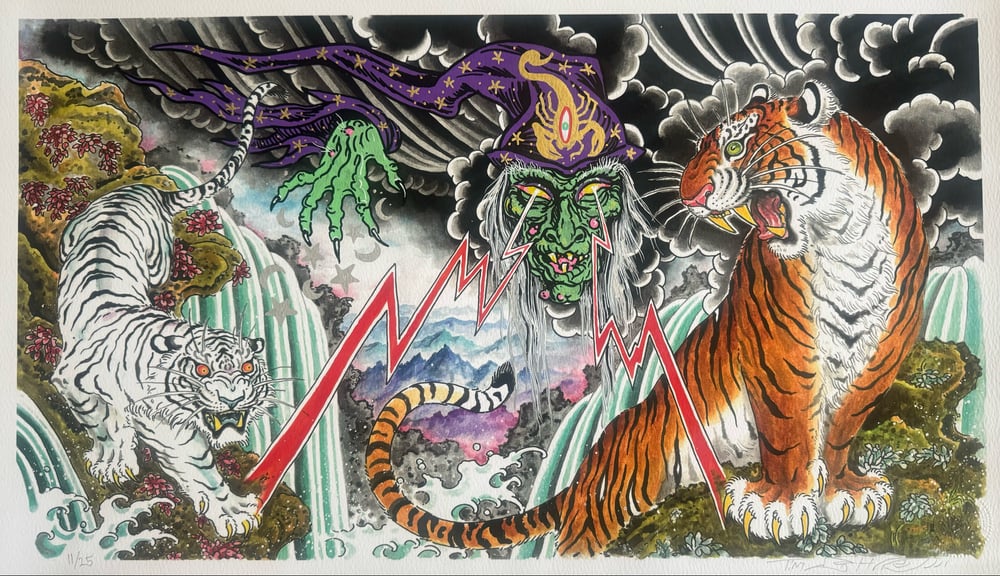 Image of Tim Lehi Hand Embellished "Tiger Book Cover" Giclée Print Signed & Numbered 11/25