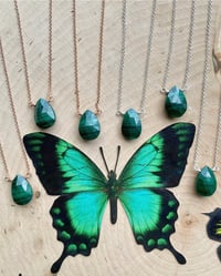 Image 2 of Simple Malachite Gem Drop Necklace