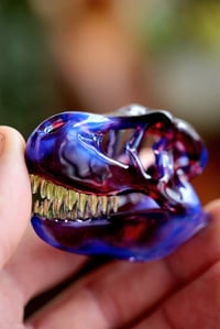 Image 3 of Blueberry T-Rex skull pendant (exp blue Phoenix with illuminati teeth.