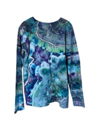 Image 8 of XL Ladies Long-Sleeve Stretch Tee in Cool Geode Ice Dye