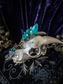 Lt Blue Aura Quartz & Chalcopyrite - Goat Skull