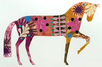 Image 1 of Fifi, a terracotta and pink monoprinted horse with collage