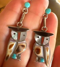 Image 2 of Owl ya doin’? Inlay native earrings 