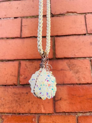 Image of Angel aura geode necklace 