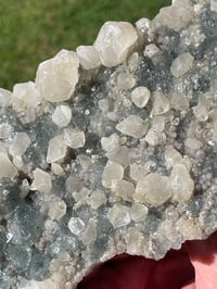 Image 3 of Green Fluorite On Druzy Quartz With UV Dog Tooth Calcite #1965