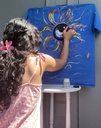 Image 4 of SURREAL STORM Hand Painted T-Shirt, Custom Fabric Paint Wearable Art, Made to Order