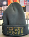 Black SSD Gold Outline Logo Knit Hat with Cuff