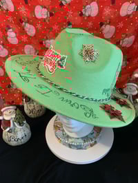 Image 2 of "Born Is The King" Hand-burned Narrow Brim Christmas Hat