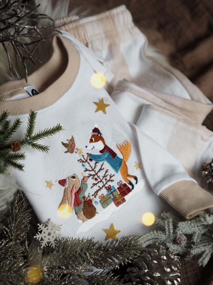 Image of BIG FITTING/SIZE DOWN Beige checked pjs - The Little Fir Tree 