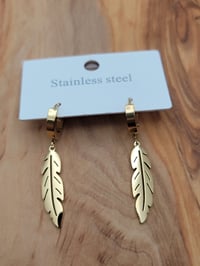 Image 5 of Gold feather earrings 