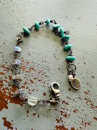 Image 5 of labradorite and campitos turquoise nugget charm bracelet