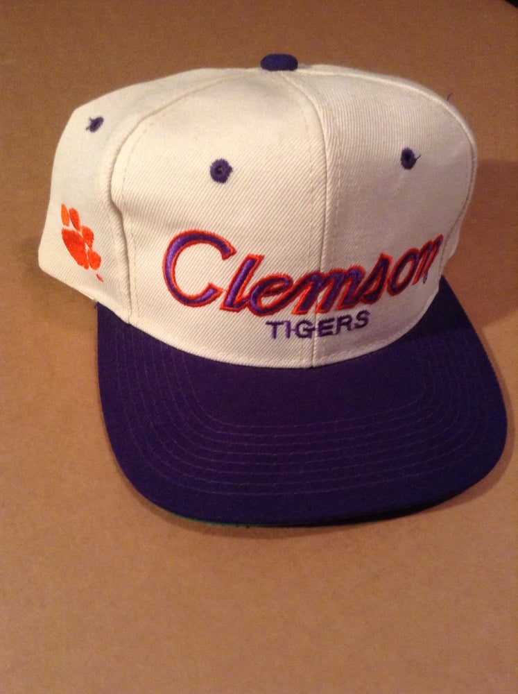 Doesn't get much cleaner than a white script snapback hat! 🐅 90's Clemson  Tigers Sports Specialties Script (OSFA) Now available in…