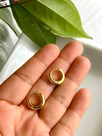 Image 2 of Small Gold Plated Drop Chunky Huggies  