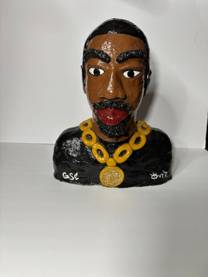 Image of Cement Olmec Head (sculpture)