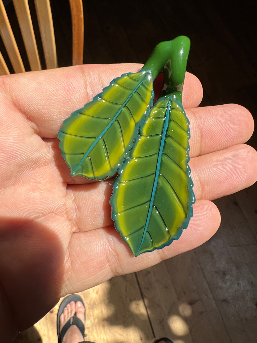 Image of Blue/green Double Leaf Pendant