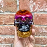 Image 3 of Purple Sunflower Orgonite Skull 