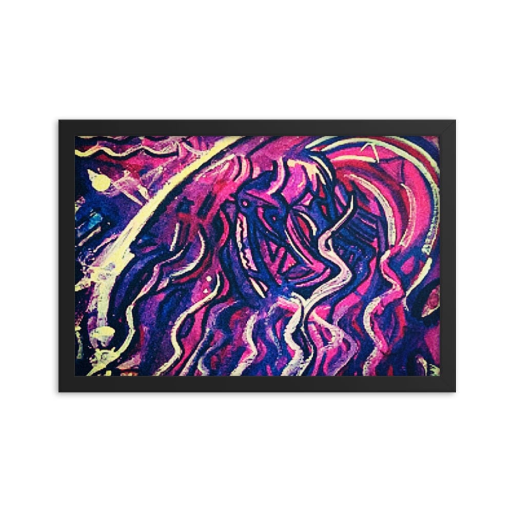 Image of Moody Abstract Purple Watercolor Painting Framed poster