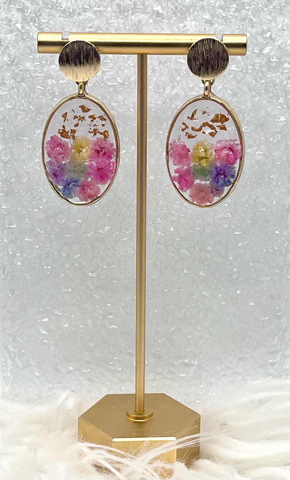 Image of PINK FLORAL DANGLES 