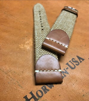 Image of Melange Tan Canvas Watch Strap With Natural Shell Cordovan Insert