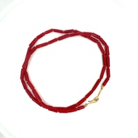 Image 3 of Red Coral Tubular Bead  Necklace 18k