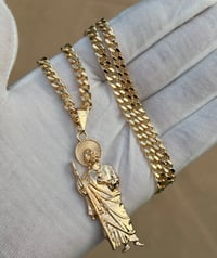 Image 5 of San Judas Pendant with 5mm Cuban Link Necklace