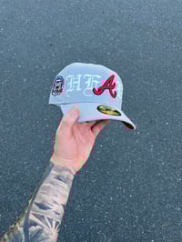 Image 1 of  RED BRIM GREY “HEAVY HEART” ATLANTA BRAVES CUSTOM FITTED