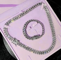 Image 1 of Top Quality! Iced Cuban Link Chain & Bracelet Set