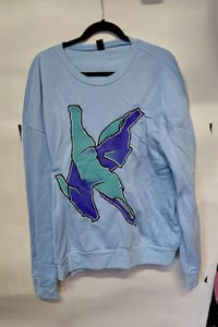 Image 1 of 1/1 sweater (hand sewn design) blue- Large