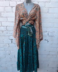 Image 2 of Zara Split Skirt- Jade and teal blue