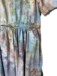 Image 4 of 2X/3X Plus 100% Cotton Eyelet Midi Dress in Muted Earth Tones Ice Dye