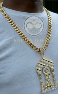 Image 2 of HEAVY ST. LAZARUS XL PENDANT With 14k Gold Plated Stainless Steel Cuban Chain