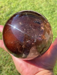 Image 14 of Large Smoky Quartz With Golden Rutile Sphere #1770