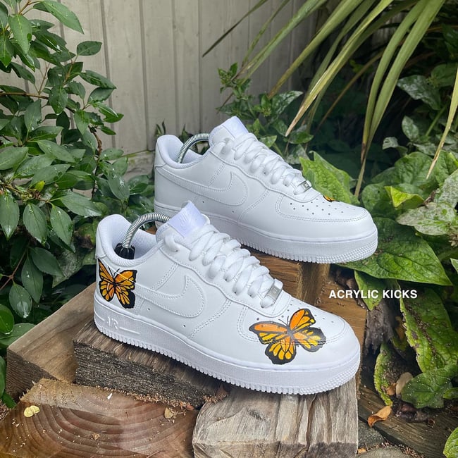 Nike AF1 - Hand Painted Orange Butterflies 