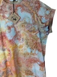 Image 7 of M 100% Cotton Short T-Shirt Dress with Pockets in Sedona Watercolor Ice Dye