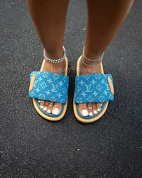 Image 1 of LV Denim Pillow Slides