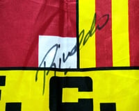 Image 3 of Vintage Silk Barcelona Flag with Rivaldo Autograph