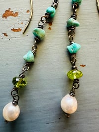 Image 6 of Lone Mountain turquoise and peridot earrings